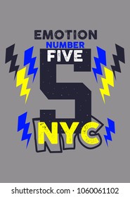 new york emotion number five,t-shirt print poster vector illustration