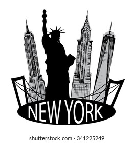 New York famous building and Liberty statue svg