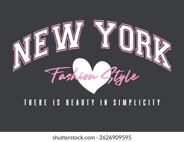 New York Fashion Style College estilo vintage tipografia slogan. Design de ilustração vetorial para slogan tee, t shirt, impressão de moda, cartaz, adesivo, cartão e outros usos.