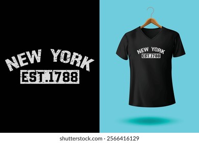 New York flag America typography, t-shirt graphics, vectors, illustration of waving USA flag silk grunge background,  T-shirt graphic design American flag street art style New York