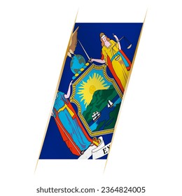 New York flag in the form of a banner with waving effect and shadow. Modern vector design.