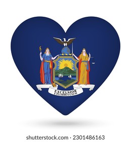 New York flag in heart shape. Vector illustration.