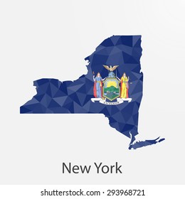 New York flag map in geometric,mosaic polygonal style.Abstract tessellation,background. Low poly vector illustration EPS10