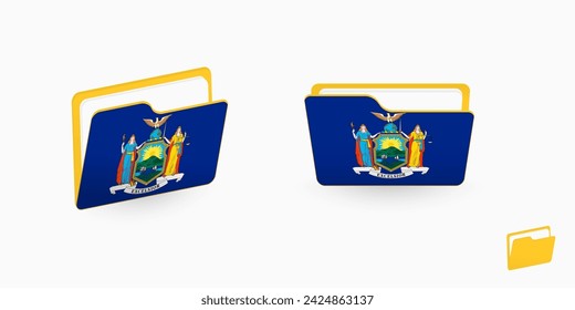 New York flag on two type of folder icon. Vector illustration.