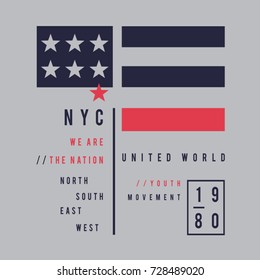 New York Flag Typography, Tee Shirt Graphics, Vectors