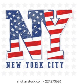 New york flag typography, t-shirt graphics, vectors