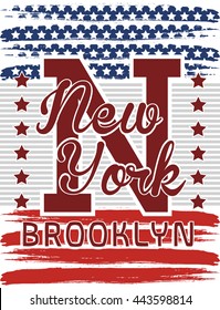 New York flag typography, t-shirt graphics, vectors