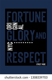 new york fortune glory and respect,t-shirt design