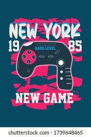 new york new game,t-shirt design fashion vector control illustration