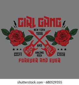 New York girl gang, rock and roll slogan fashion patch, rose with leaves, fashion patches, badges  typography, t-shirt graphics, vectors