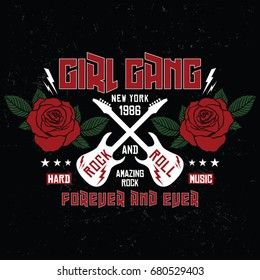 New York girl gang, rock and roll slogan fashion patch, rose with leaves, fashion patches, badges  typography, t-shirt graphics, vectors