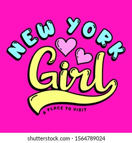 NEW YORK GIRL, SLOGAN PRINT VECTOR