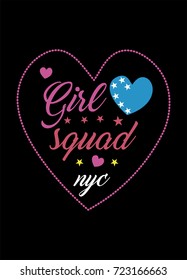 New York Girl Squad,t-shirt Print Poster Vector Illustration