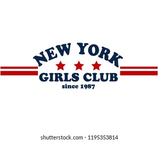 NEW YORK GIRLS CLUB,Slogan graphic for t-shirt,vector