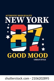 new york good mood,t-shirt varisty college fashion vector design