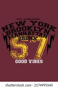 new york good vibes,t-shirt design fashion vector badge stamp