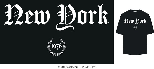 diseño gráfico del lema del tipo de letra gótico de nueva york