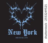 New York Gothic heart urban slogan print for textile