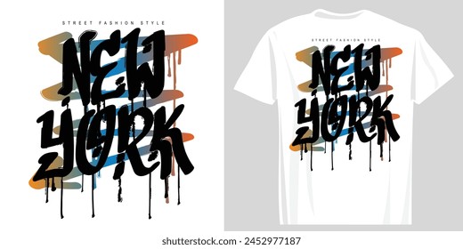 New York graffiti style drawing and typography. Vector illustration design for fashion, tee, t shirt, print, poster, graphic, background.