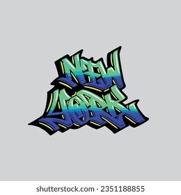 New York graffiti vector tagging letter word text street art