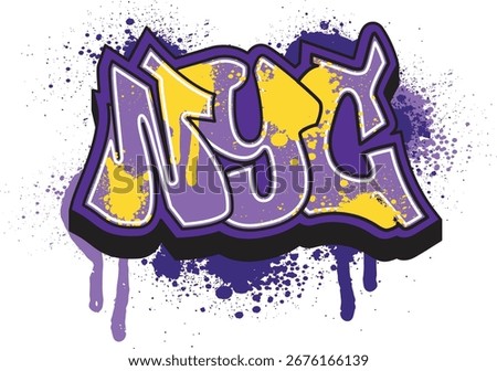 New york graffiti wall print design hand-drawn artwork