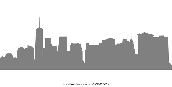 New York gray silhouette. Vector  NYC background.