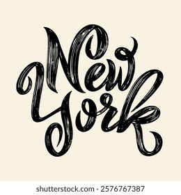 New York grunge typography, lettering design vector, USA state shirt design vector. Handwritten city name. Hand lettering calligraphy, dry brush stroke. Template jersey design vector, t-shirt design.