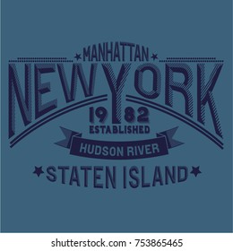 New York hand drawn artwork with slogan. Vector typography concept. Vector illustration