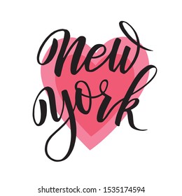 New York. Hand drawn lettering. Design postcard, poster, banner, art.