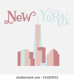 New York. Hand drawn lettering.This illustration can be used as a poster or print or T-shirt.