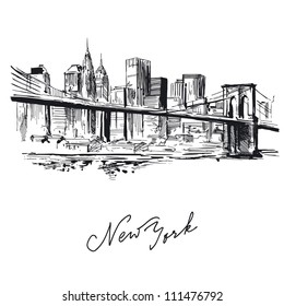 new york - hand drawn metropolis svg
