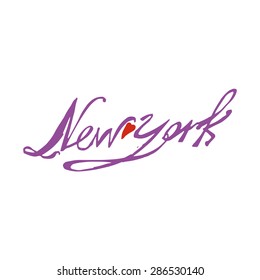 New York - hand drawn vector lettering, illustration (logo, sign, icon)