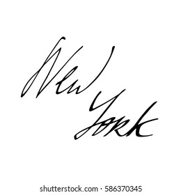 New York hand drawn vector lettering. Modern brush calligraphy, ink illustration. Typography design for postcard, T-shirt, poster. Isolated on white background.