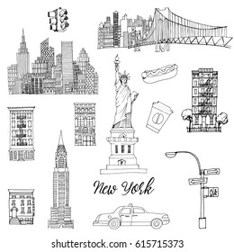 New York. Hand Drawn Vector Set