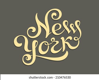 New York hand lettering for t-shirt or greeting card print template. Vector illustration