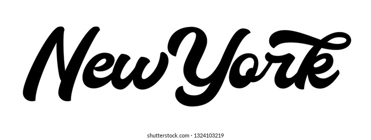 New York Hand Lettering Vector Logo Stock Vector (Royalty Free) 1324103219