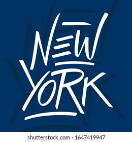 New York handwritten inscription. New York City hand drawn lettering. Calligraphic element for your design. Vector illustration.