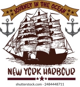 NEW YORK HARBOR SHIP ART DESIGN 