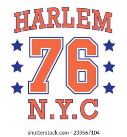 New york Harlem college typography, t-shirt graphics, vectors