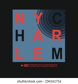 New York Harlem typography, t-shirt graphics, vectors