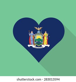 New York heart flag flat style with long shadow. Patriotic design. Vector EPS10
