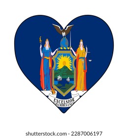 New York Heart Shape Flag. Love New York. Visit New York. Northern America. America. Vector Illustration Graphic Design.