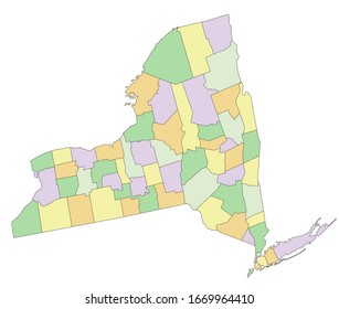 New York - Highly detailed editable political map.