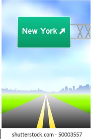 New York Highway Sign Original Vector Illustration