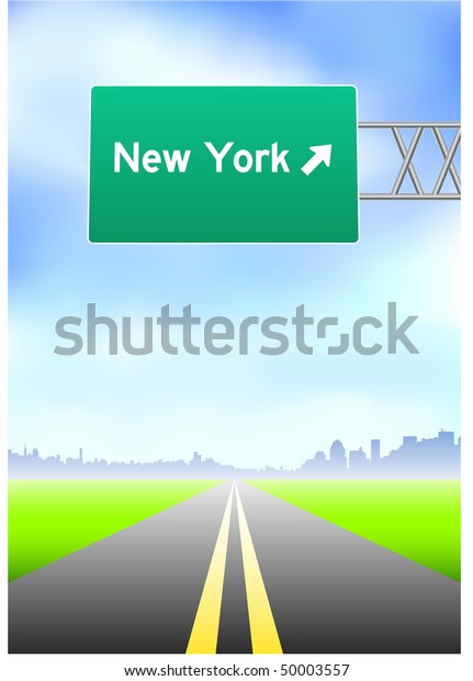New York\
Highway Sign Original Vector\
Illustration