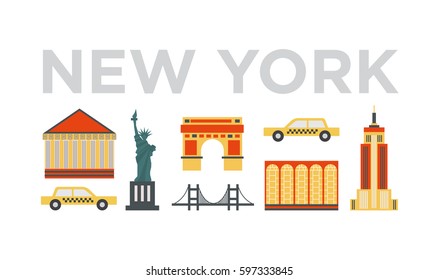 New York icons set. Vector