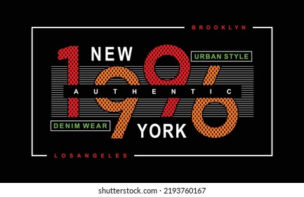 New-Yorker Illustrationstyp, Vektorgrafik-Shirt-Design von 1996, urbaner Stil, Denim-Kleidung, Brooklyn, los Angeles, authentisch mit bunten Buchstaben für alle Arten von Kleidung und Bekleidung 