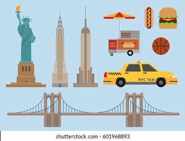 New york illustration, vector, landmark, USA, United states