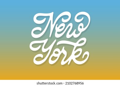 New York inscription. Unique authentic handwritten lettering