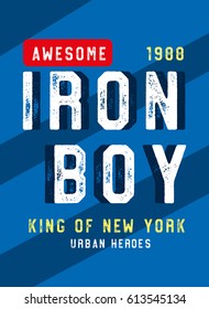 new york iron boy,urban heroes,t-shirt print poster vector illustration